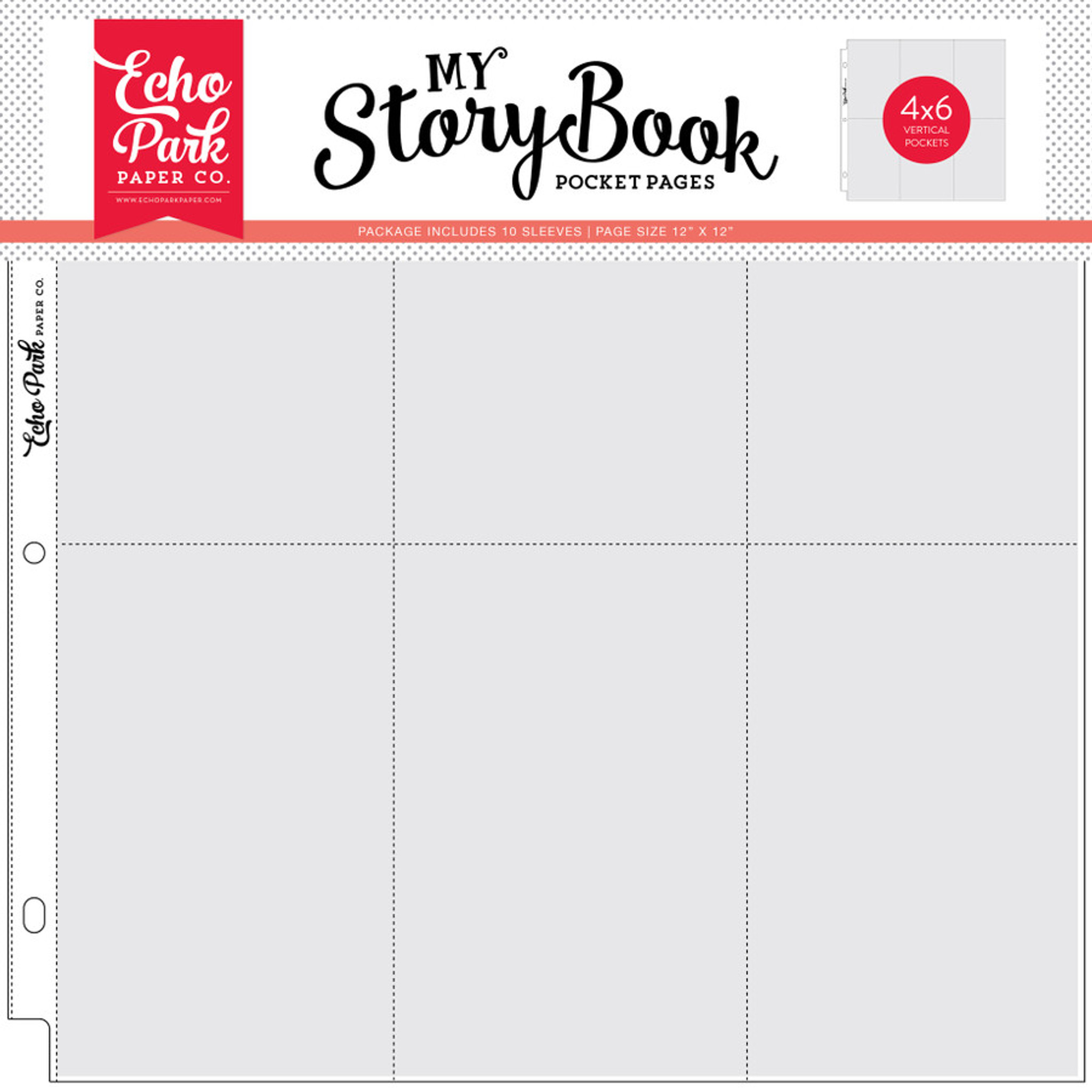 My Story Book: 4X6 Vertical Pockets - 12X12 Pocket Page 10 Sheet - Echo  Park Paper Co.