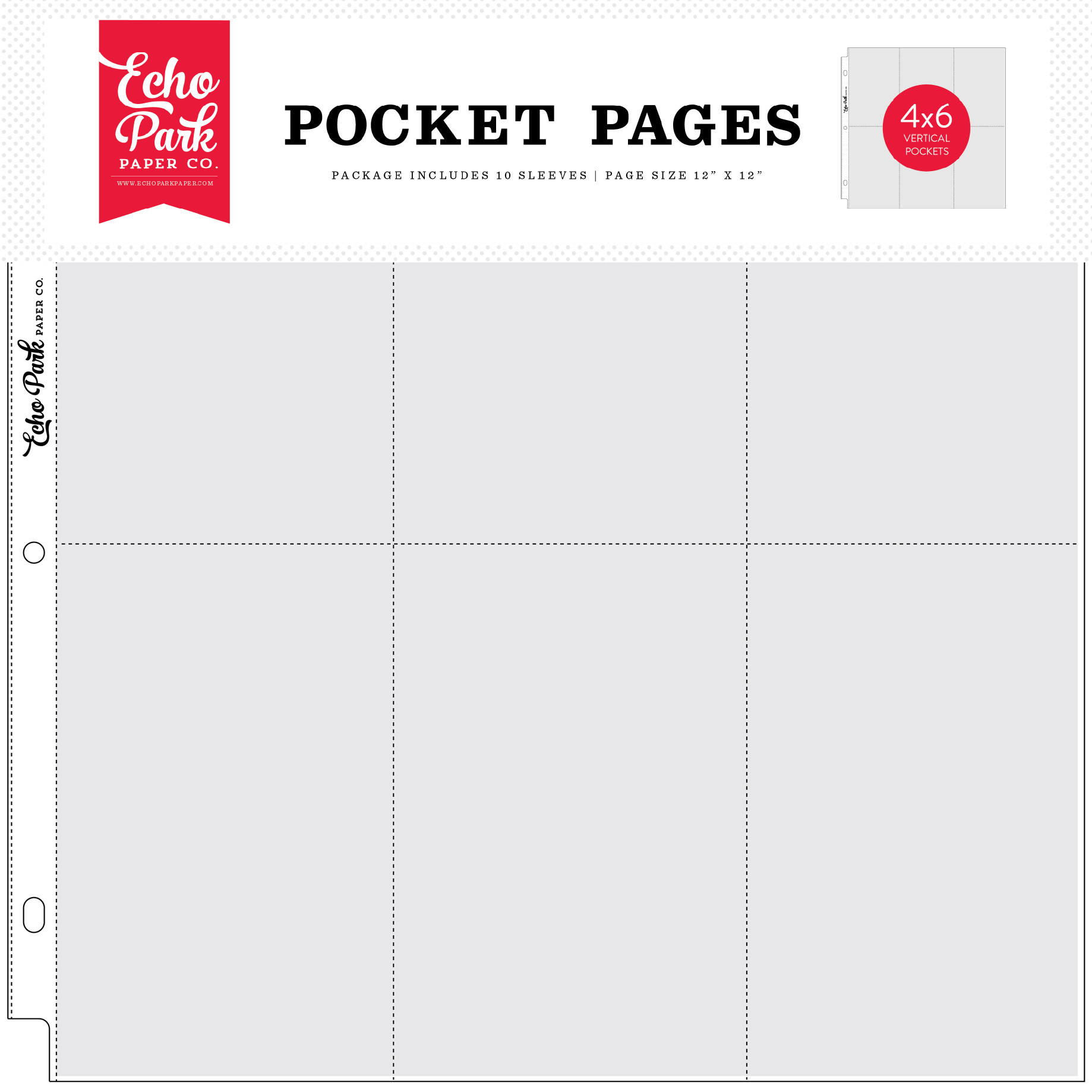 My Story Book: 4X6 Vertical Pockets - 12X12 Pocket Page 10 Sheet