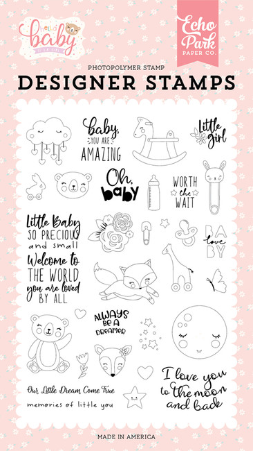 Hello Baby Girl: Little Baby 4x6 Stamp Set