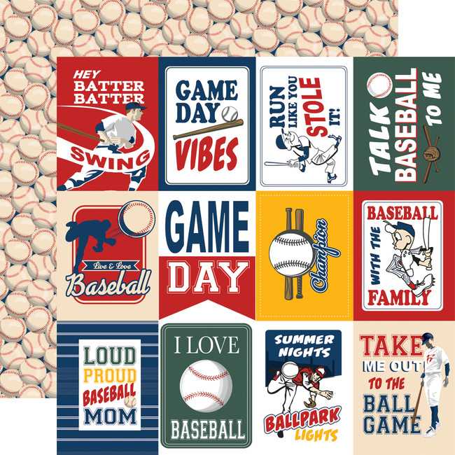 Home Run: 3x4 Journaling Cards 12x12 Patterned Paper