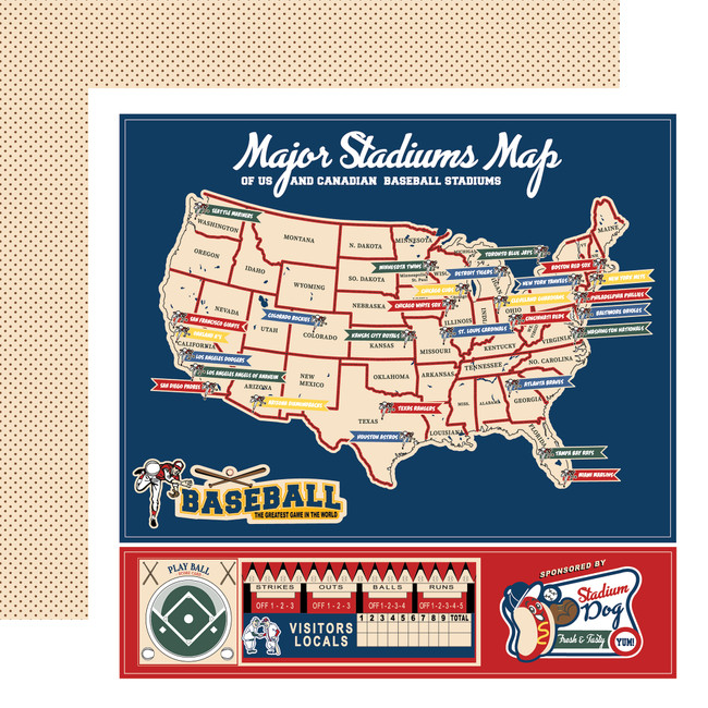 Home Run: Major Stadium Map 12x12 Patterned Paper