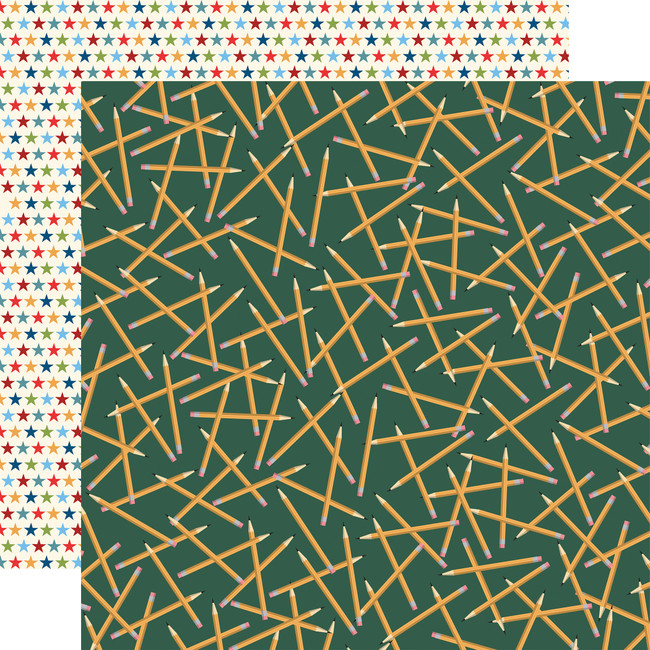 School Days: Scattered Pencils 12x12 Patterned Paper