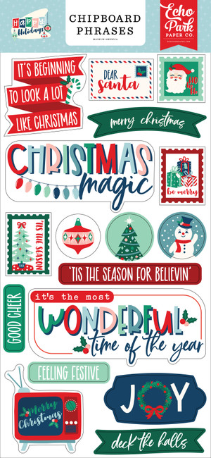 Happy Holidays 6x13 Chipboard Phrases