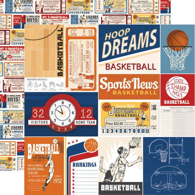 Slam Dunk: Multi Journaling Cards 12x12 Patterned Paper