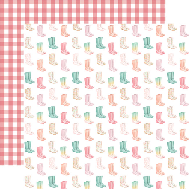 Here Comes Spring: Garden Boots 12x12 Patterned Paper