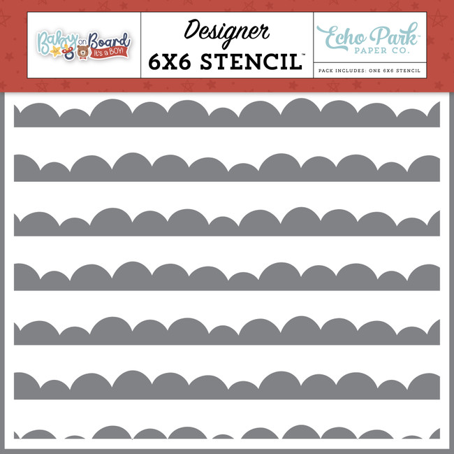 Baby On Board - Boy: Cloudy Scallops Stencil