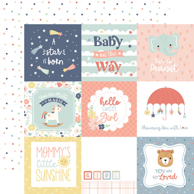 Baby On Board - Girl: 4x4 Journaling Cards 12x12 Patterned Paper