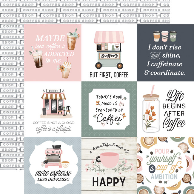 Coffee Shop: 4x4 Journaling Cards 12x12 Patterned Paper