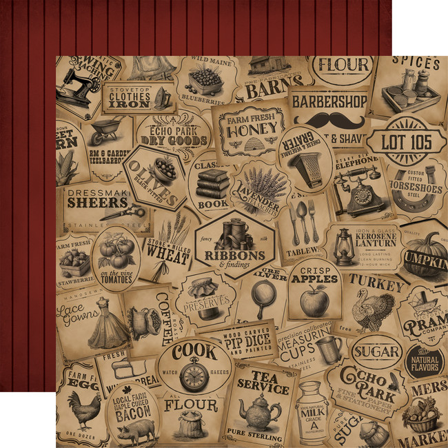 Vintage Market: Vintage Tags 12x12 Patterned Paper