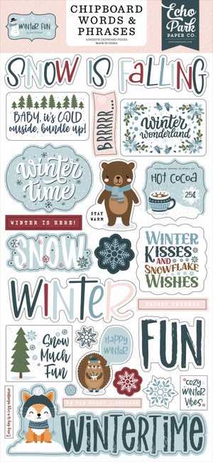 Winter Fun 6x13 Chipboard Word & Phrases