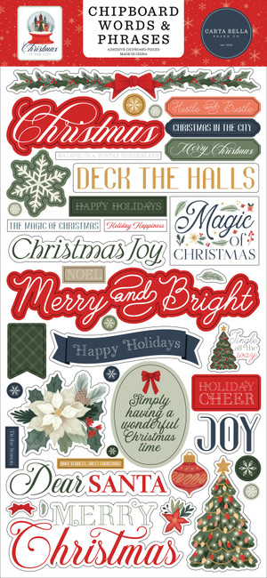 Christmas In The City 6x13 Chipboard Words & Phrases
