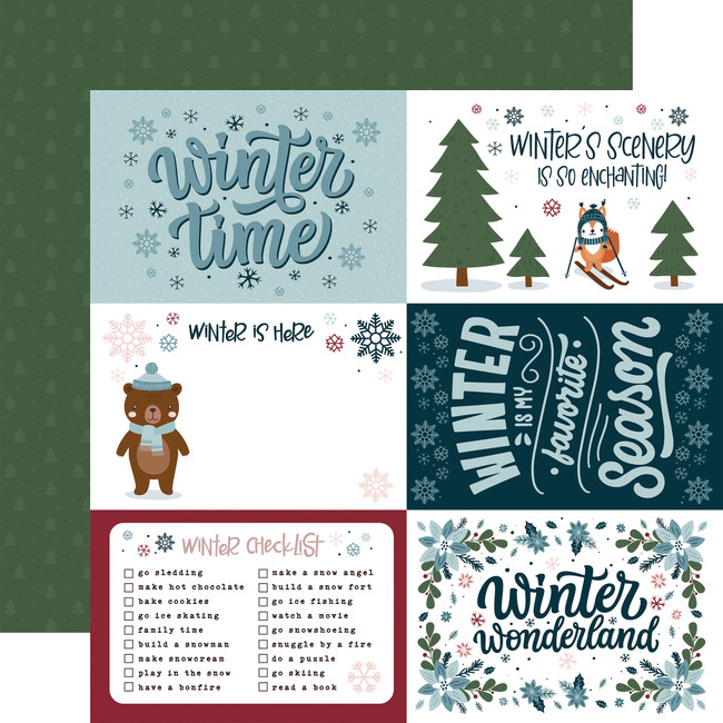 Winter Fun: 6x4 Journaling Cards 12x12 Patterned Paper