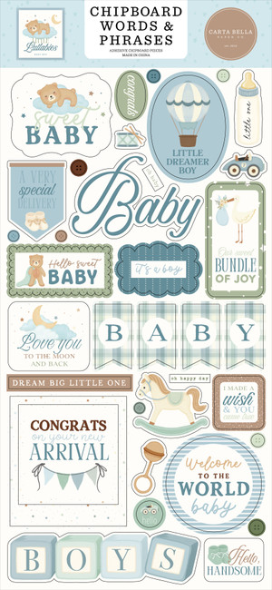 Little Lullabies - Baby Boy 6x13 Chipboard Words & Phrases