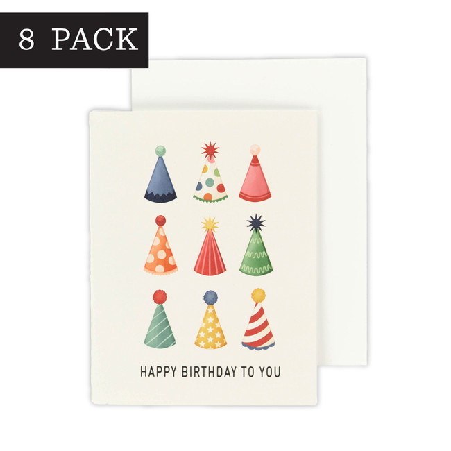 Happy Birthday To You Hats Greeting Card - 8 Pack