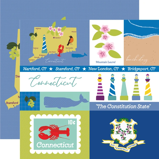 Our United States: Connecticut  12x12 Patterned Paper