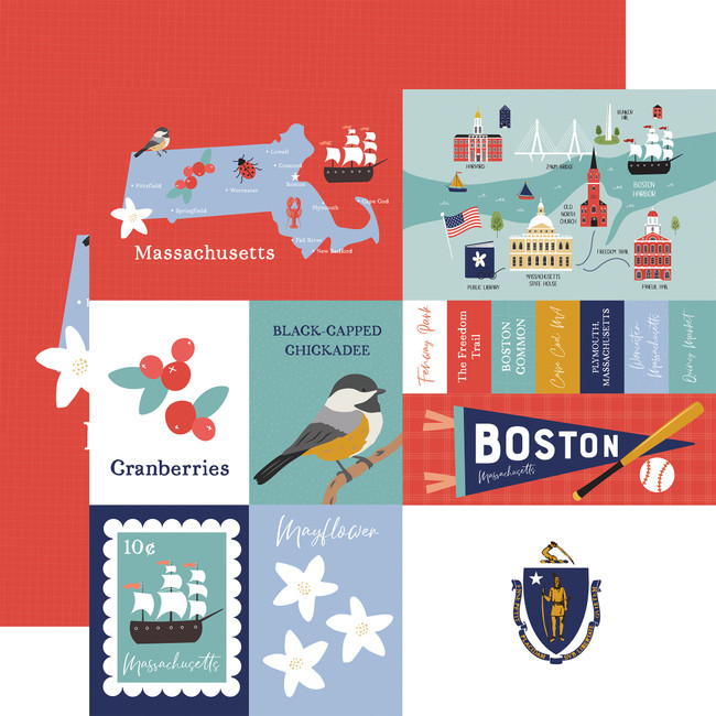 Our United States: Massachusetts 12x12 Patterned Paper
