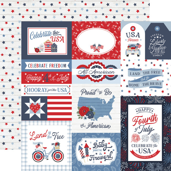 All American: Multi Journaling Cards 12x12 Patterned Paper