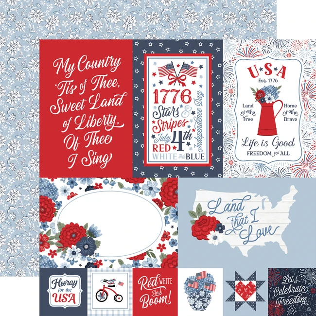 All American: USA Journaling Cards 12x12 Patterned Paper