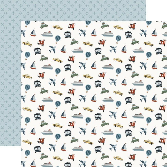 It's Time To Travel: Travel Transportation 12x12 Patterned Paper