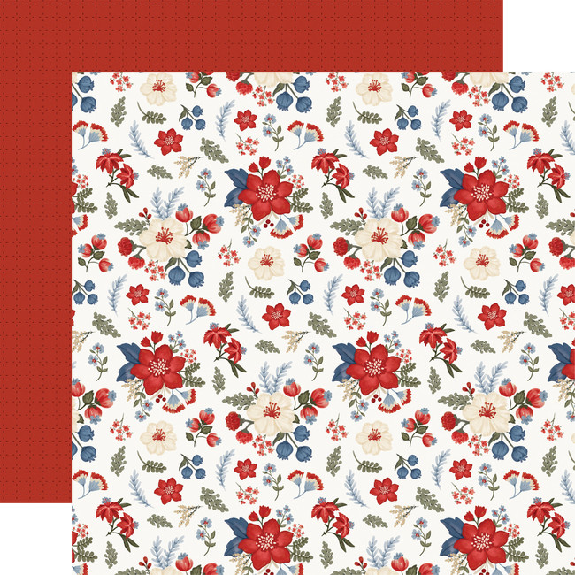 Americana Summer: Patriotic Floral 12x12 Patterned Paper