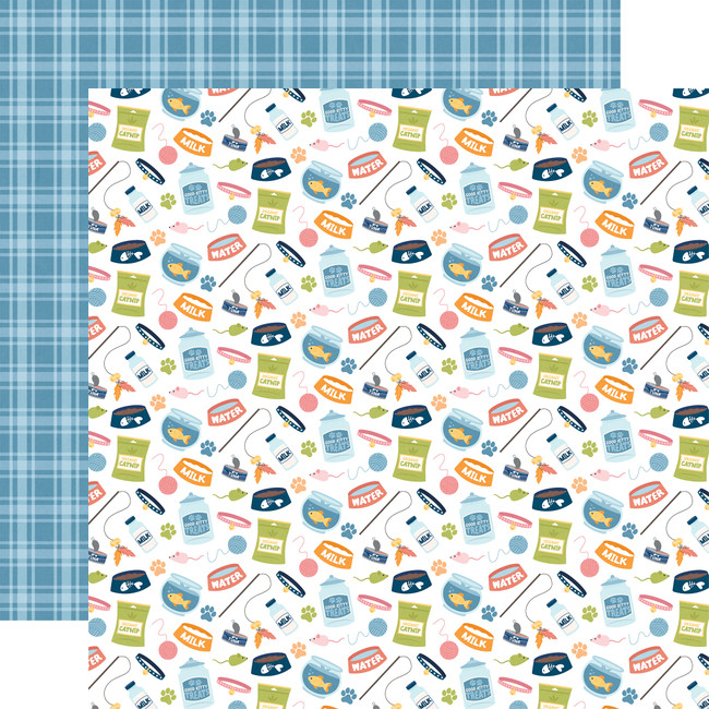 Cat Lover: Cat Food And Toys 12x12 Patterned Paper