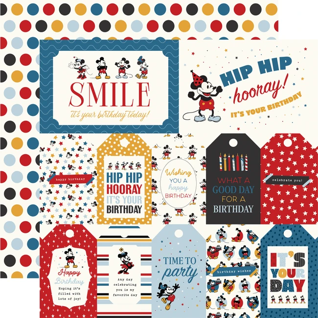 Mouse And Me Birthday: Tags Journaling Cards 12x12 Patterned Paper