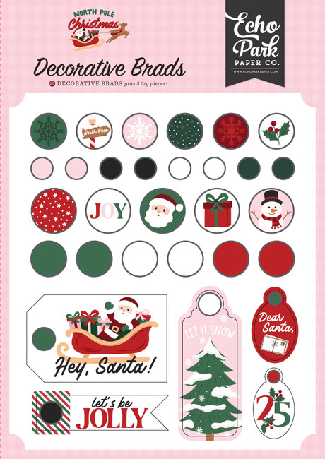 North Pole Christmas Decorative Brads