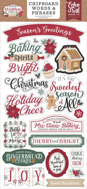 Baking Christmas Cheer 6x13 Chipboard Word & Phrases