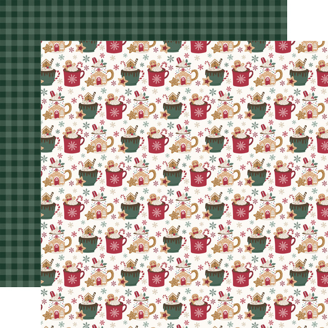 Baking Christmas Cheer: Hot Chocolate Mugs 12x12 Patterned Paper