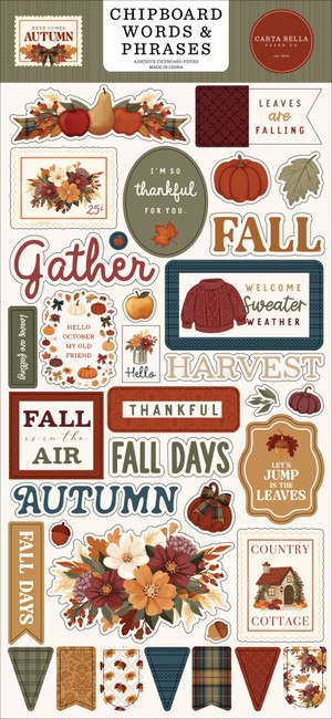 Here Comes Autumn 6x13 Chipboard Words & Phrases