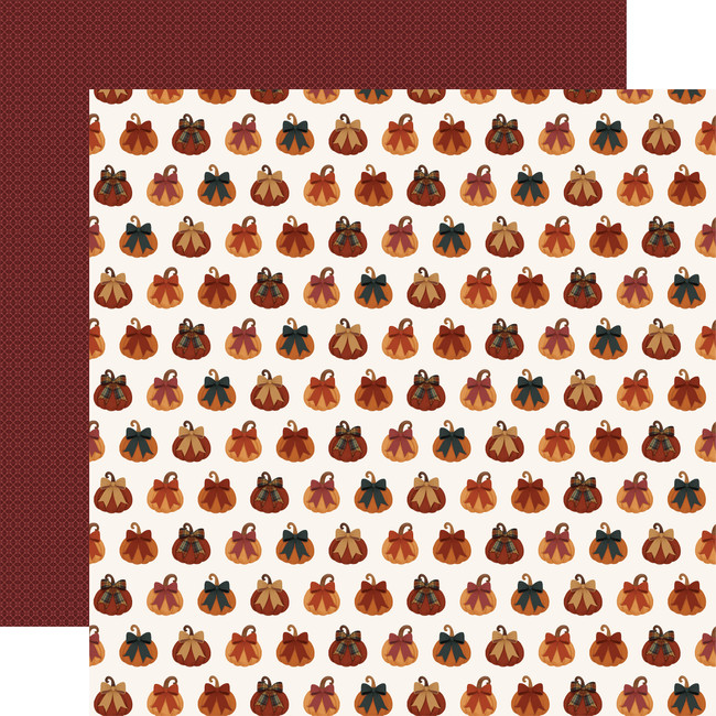 Here Comes Autumn: Tied In A Bow Pumpkins 12x12 Patterned Paper