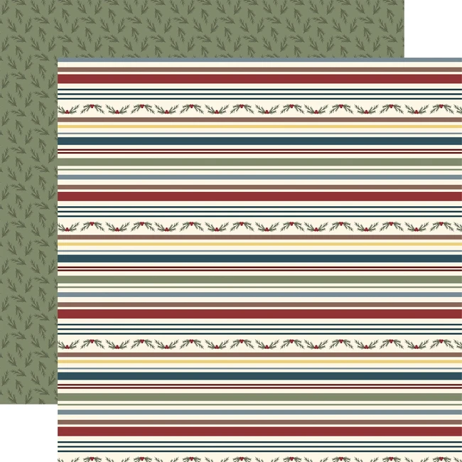 Joy To The World: Holly And Stripes 12x12 Patterned Paper