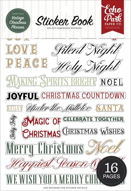Vintage Christmas Phrases Sticker Book