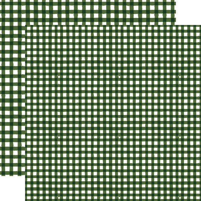 Watercolor Gingham Christmas: Forest 12x12 Patterned Paper