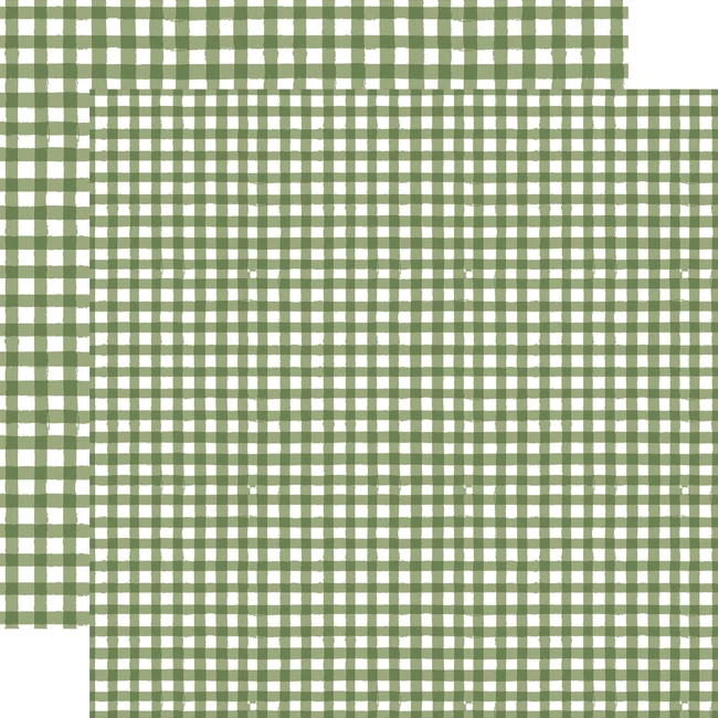 Watercolor Gingham Christmas: Olive 12x12 Patterned Paper
