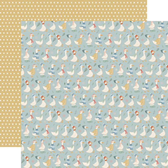 Silly Goose Winter: Snow Adventure Gander 12x12 Patterned Paper