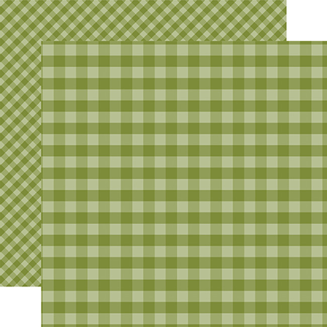 Gingham: Olive Green Gingham 12x12 Patterned Paper