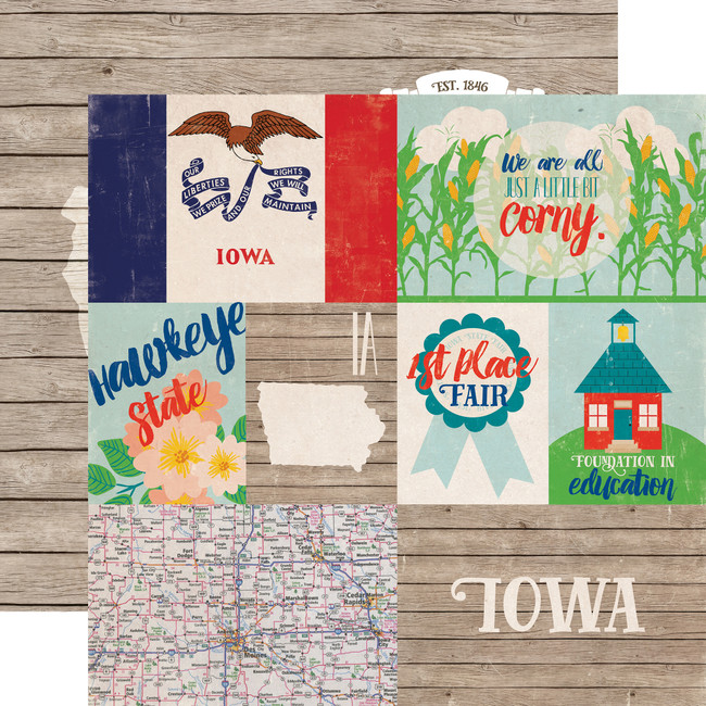 Stateside: Iowa 12x12 Patterned Paper