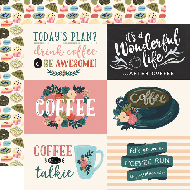 Coffee: 4x6 Horizontal Journaling Cards 12x12 Patterned Paper