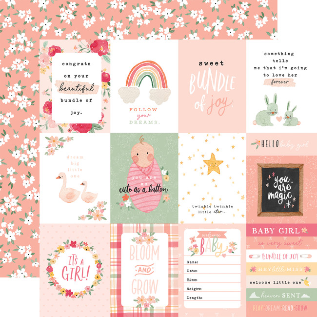 Welcome Baby Girl: 3x4 Journaling Cards 12x12 Patterned Paper