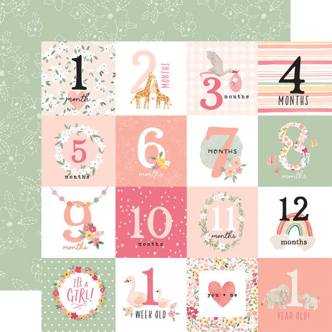 Welcome Baby Girl: Milestone Journaling Cards 12x12 Patterned Paper