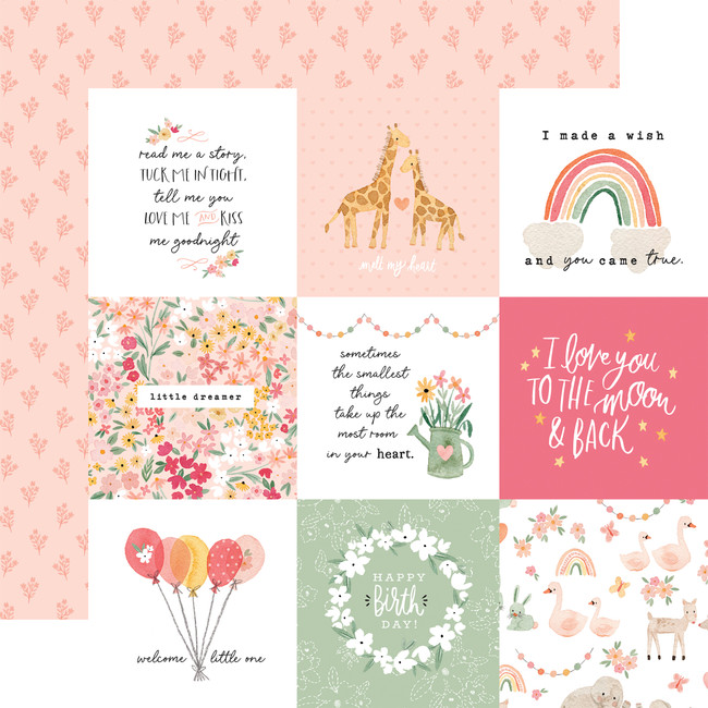 Welcome Baby Girl: 4x4 Journaling Cards 12x12 Patterned Paper