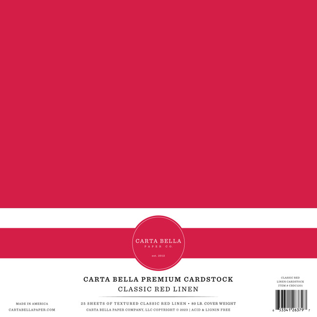 Classic Red Linen 80# Cardstock