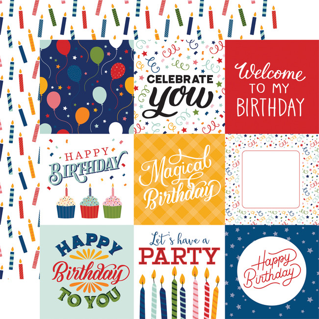 Birthday Salutations: Journaling Squares 12x12 Patterned Paper