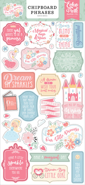 Our Little Princess 6x13 Chipboard Phrases