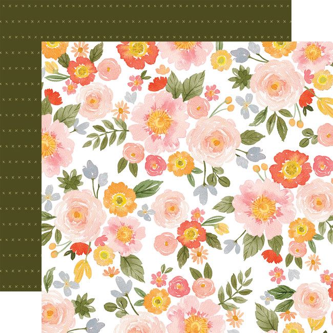 Flora No. 5: Happy Large Floral 12x12 Patterned Paper