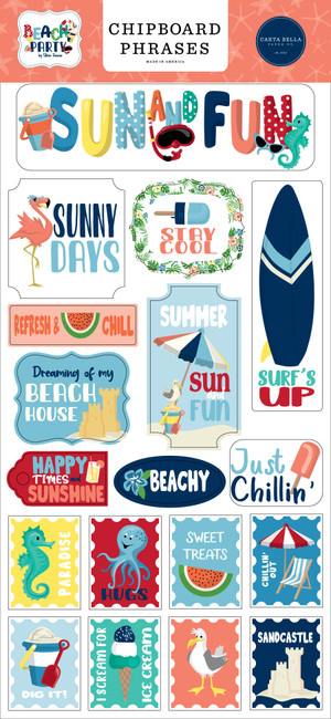Beach Party 6x13 Chipboard Phrases