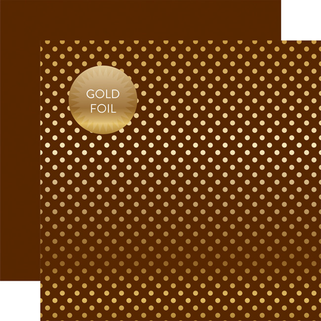 Autumn Gold Foil Dot - Brown 12x12 Patterned Paper