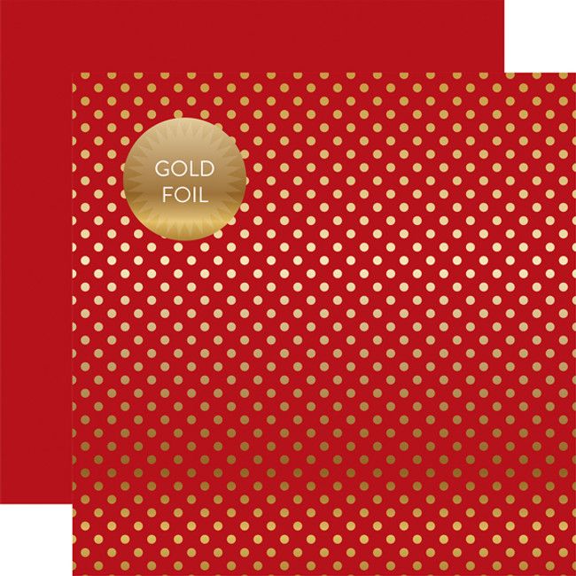 Christmas Gold Foil Dot - Dark Red 12x12 Patterned Paper