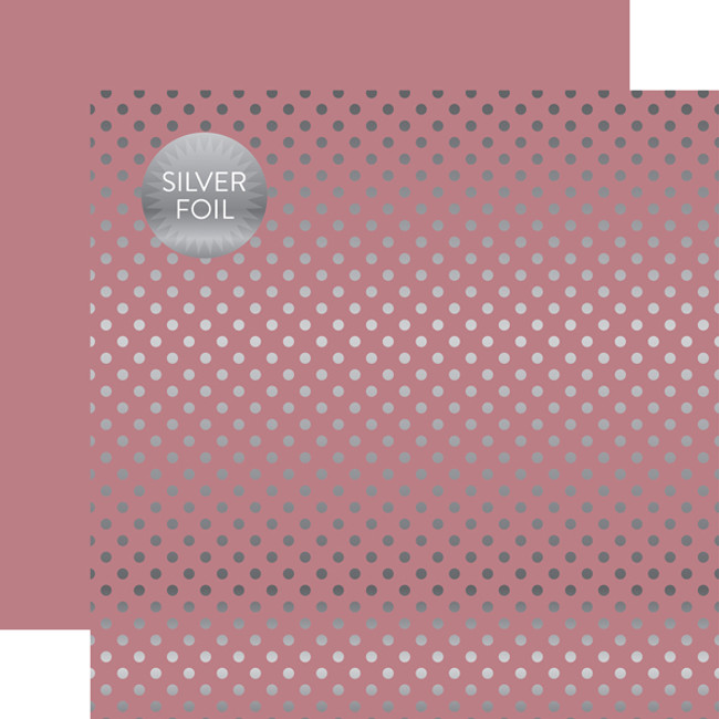 Spring Silver Foil Dot - Mauve 12x12 Patterned Paper